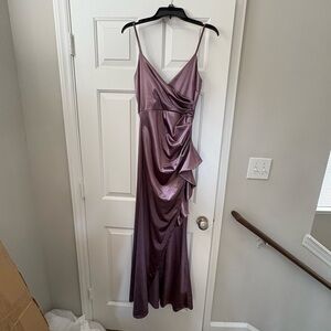 Windsor Asymmetrical Satin Dress in Lavender